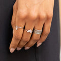 Silver semainier rings worn on the ring finger