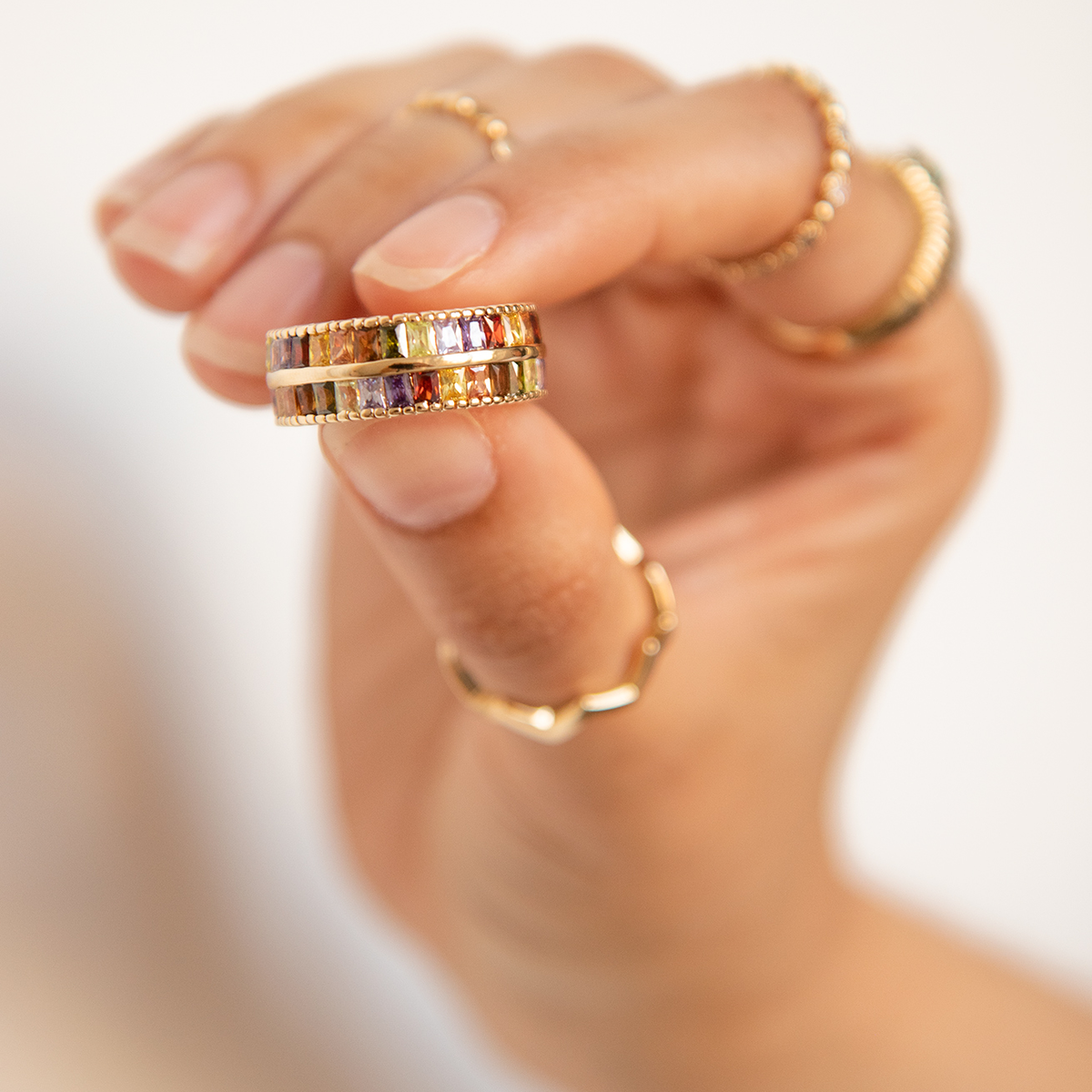 multicolor zoom stone ring