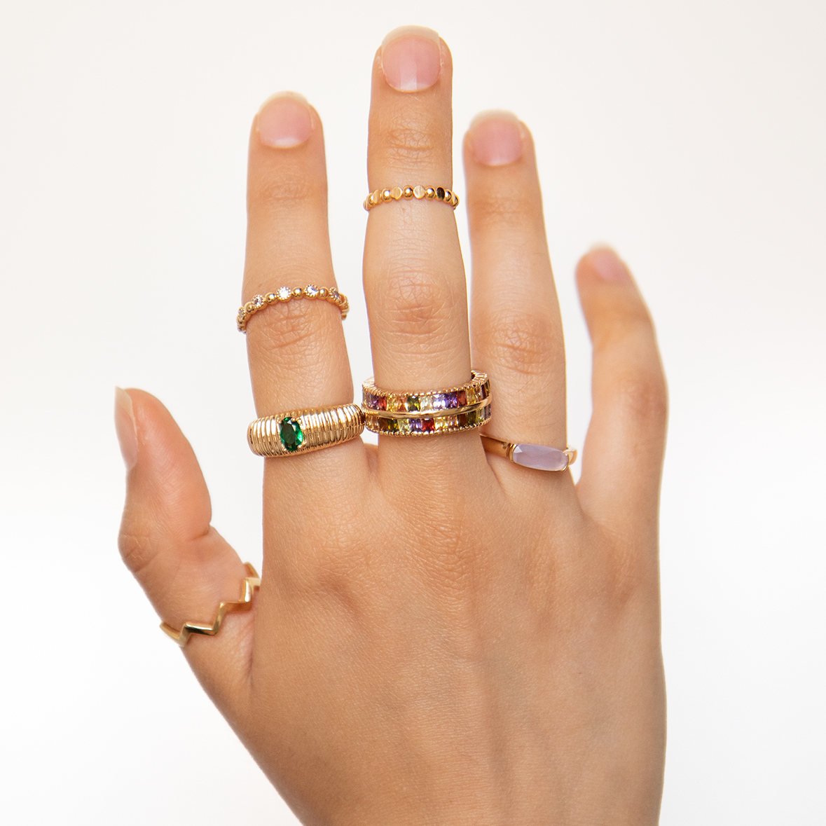 gold-plated multicolored stone ring 