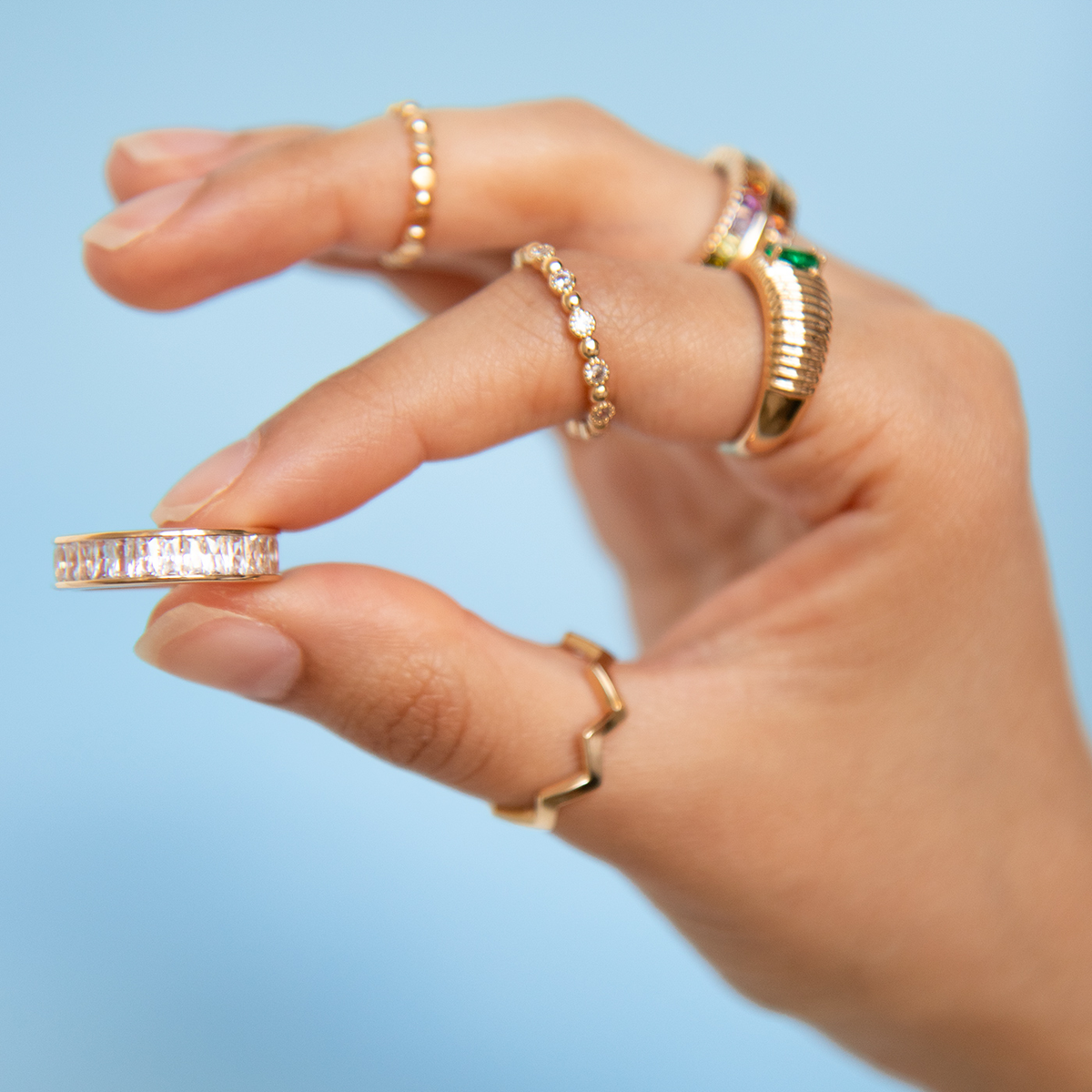 Zoom gold-plated zirconium wedding ring