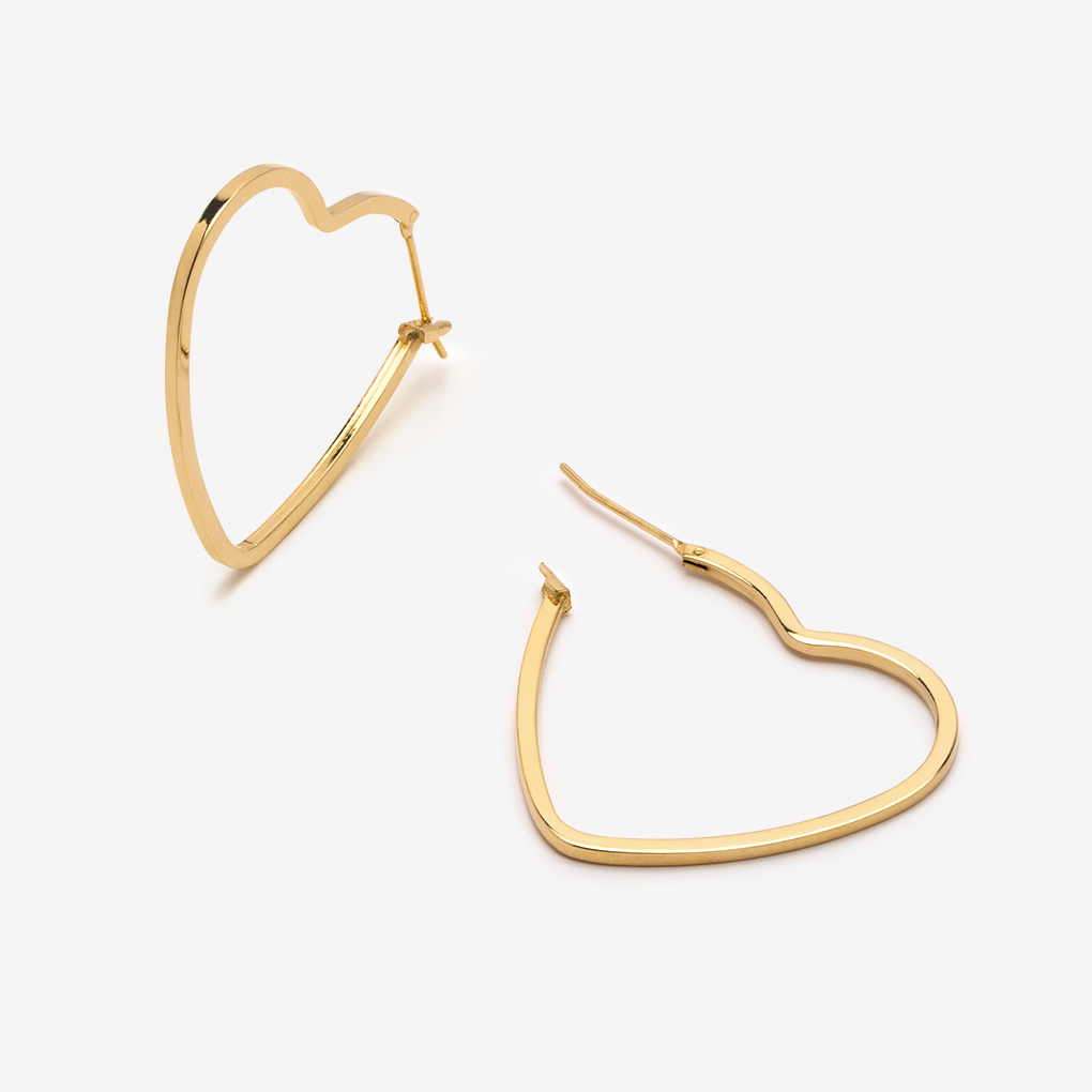 Gold-plated heart hoop earrings