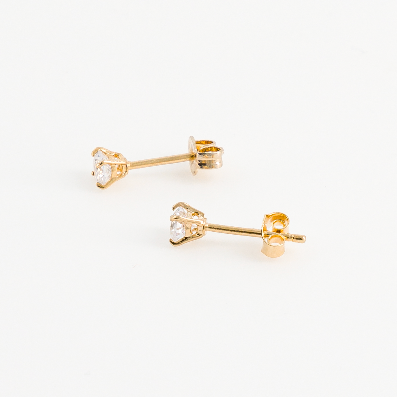 Gold-plated diamond earrings side view