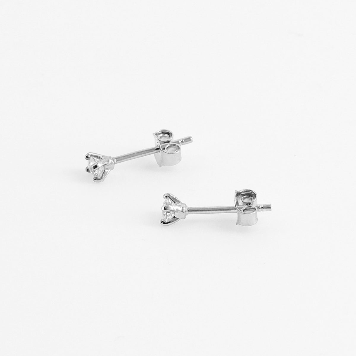 Silver rhinestone earring profile view