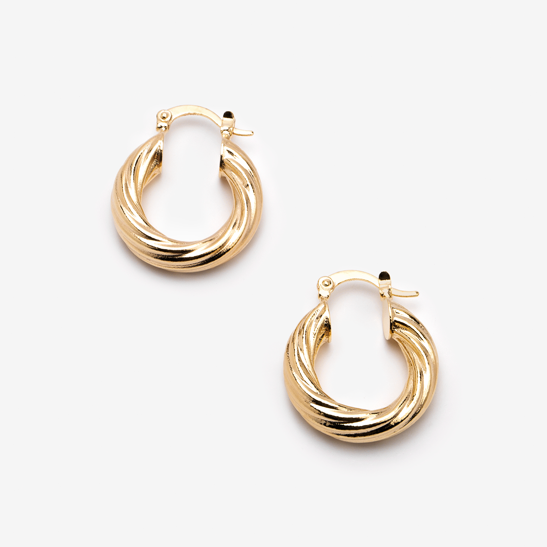 Twisted gold-plated hoop earrings