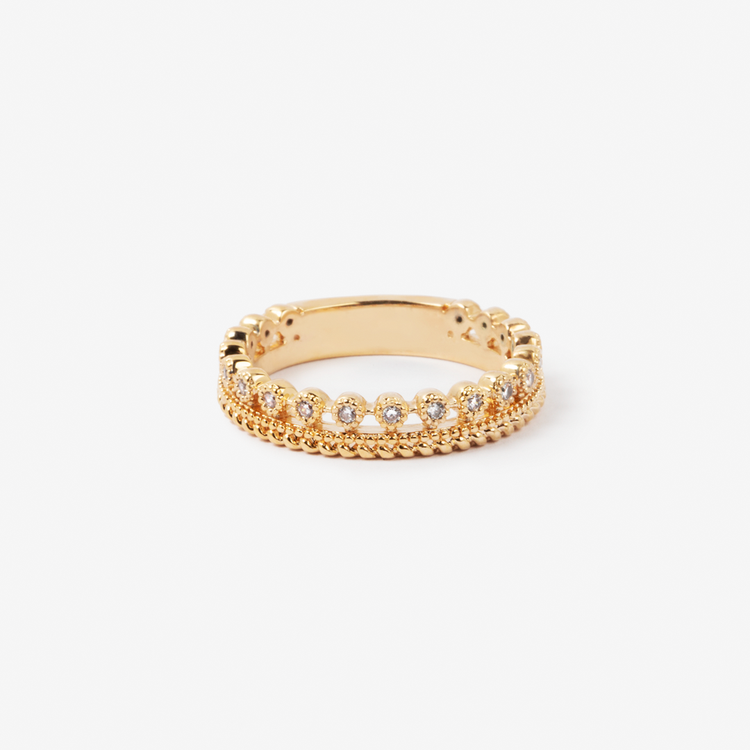 Gold-plated rhinestone front ring