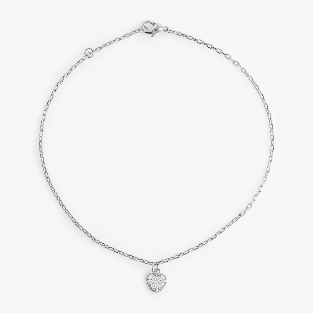 Bracelet de cheville argent de face