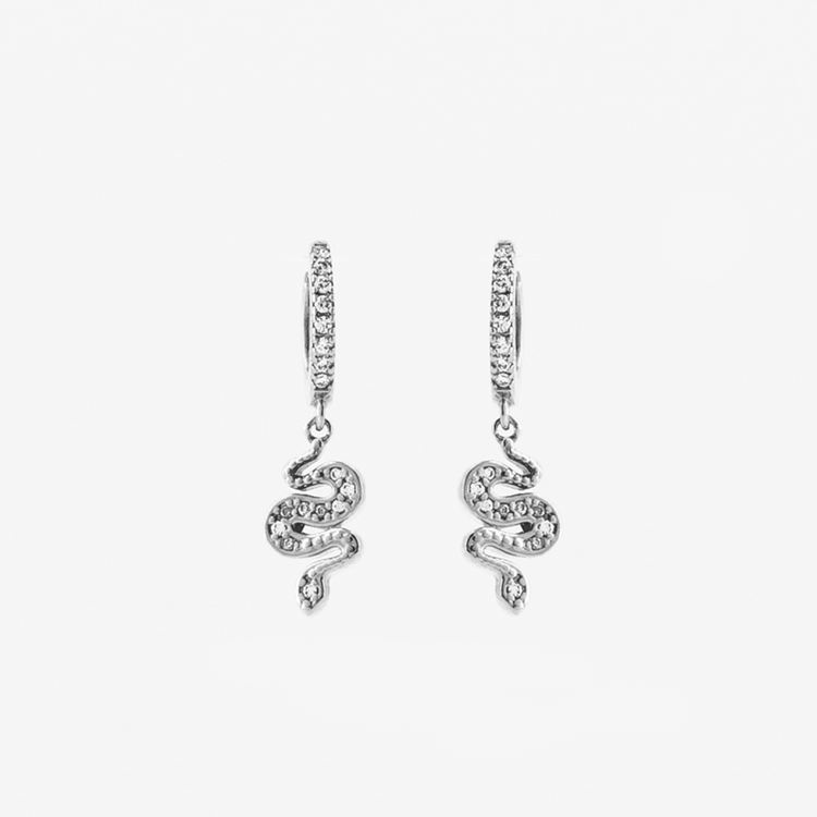 Boucles D'oreilles Serpent Cobra Argentées (28x17 Mm) - Neuves Sans Boîte