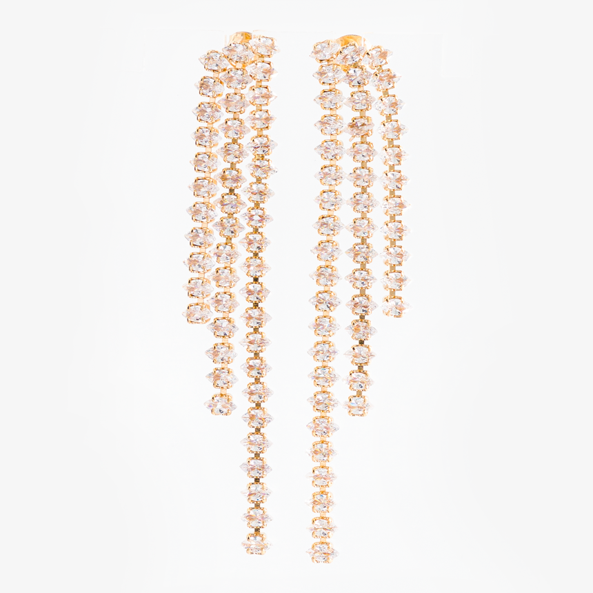 Boucles D'oreilles Pendantes Femme Dorées, Cristaux Clairs Strass élégants UX77 - Neuves