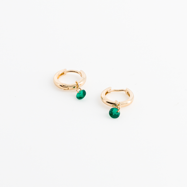 Boucles D'oreille Fantaisie Clips - Pierre Verte Synthétique - Occasion Très Bon état