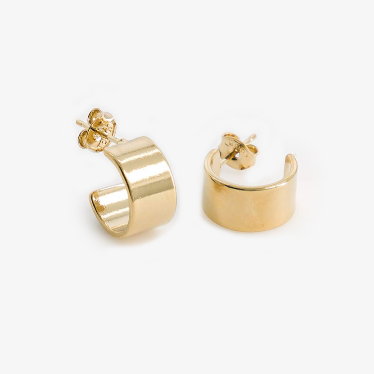 Boucles D'oreilles Anneaux En Plaque Or - Occasion En Bon état - Style Simple Et Intemporel