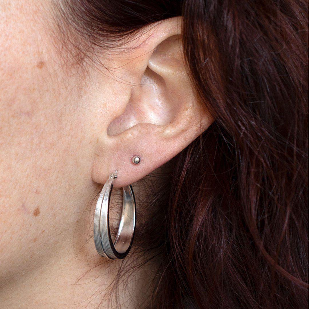 Boucles D'oreilles Clou Solitaire Argent Avec Diamant CZ - Style Rétro - État Comme Neuf - Modèle 758