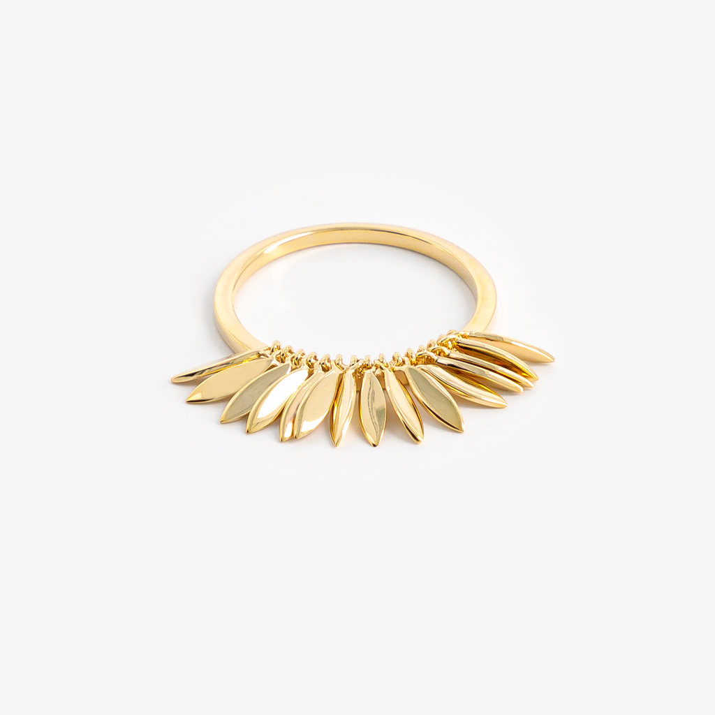 bague plumes plaqué or