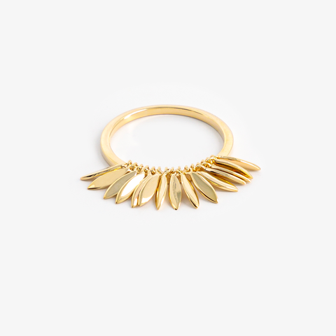 bague plumes plaqué or