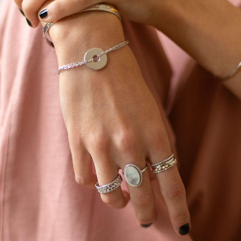 bague argent perles blanches