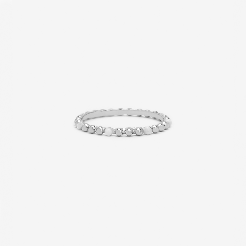 bague argent perles blanches
