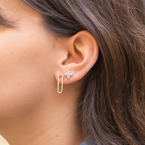 Boucles d'oreilles chaine maillon vue de profil