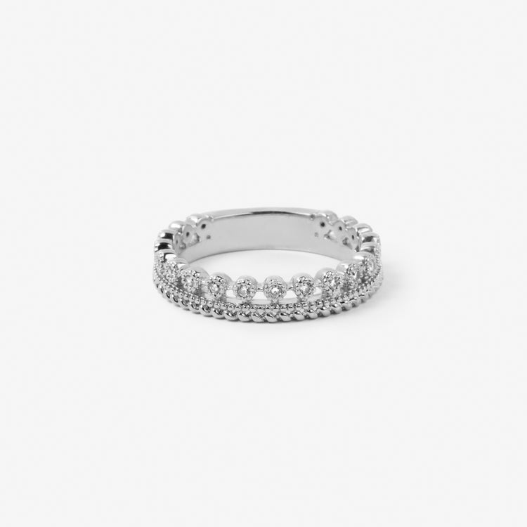 Bague ancienne en argent art déco et petits strass T51 Bague ancienne en argent art déco et petits strass T51